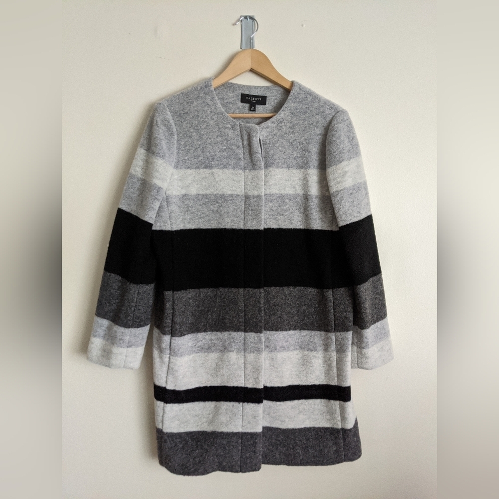 Talbots Wool Blend Button Front Sweater Coat size LP